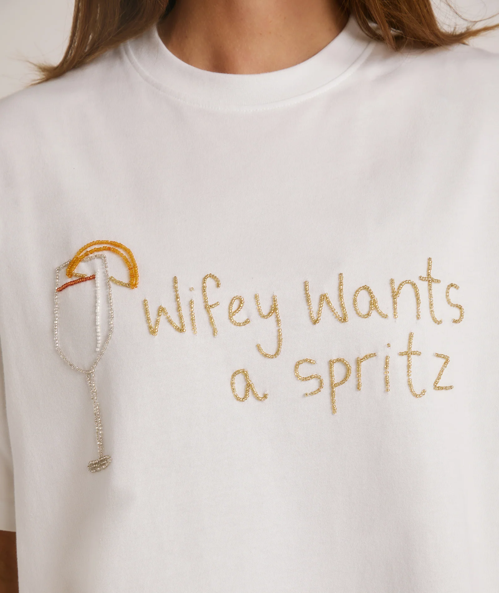 Wifey Wants a Spritz Beaded Tee - White - Image 4