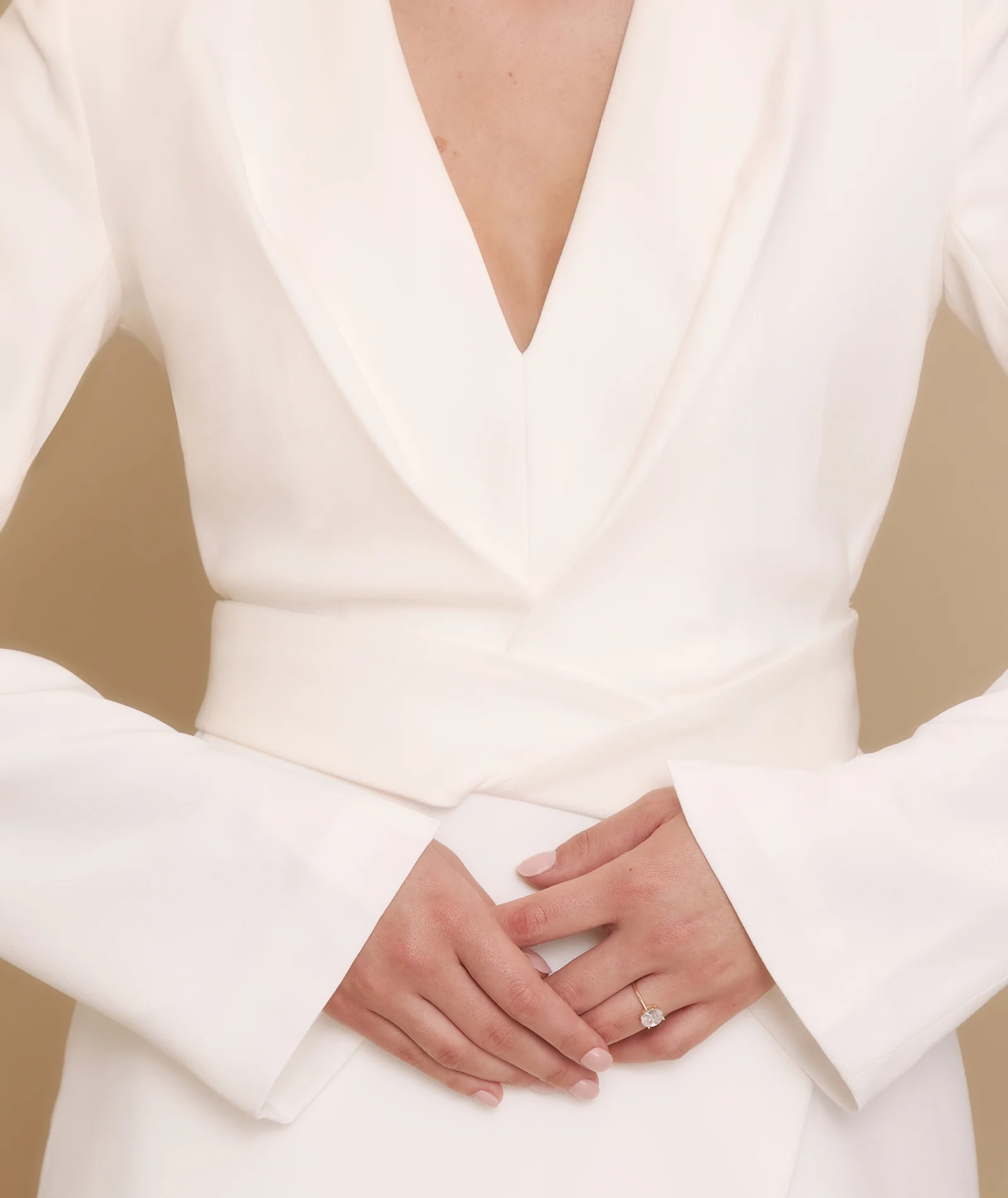 Wrap Front Blazer Dress - White - Image 2
