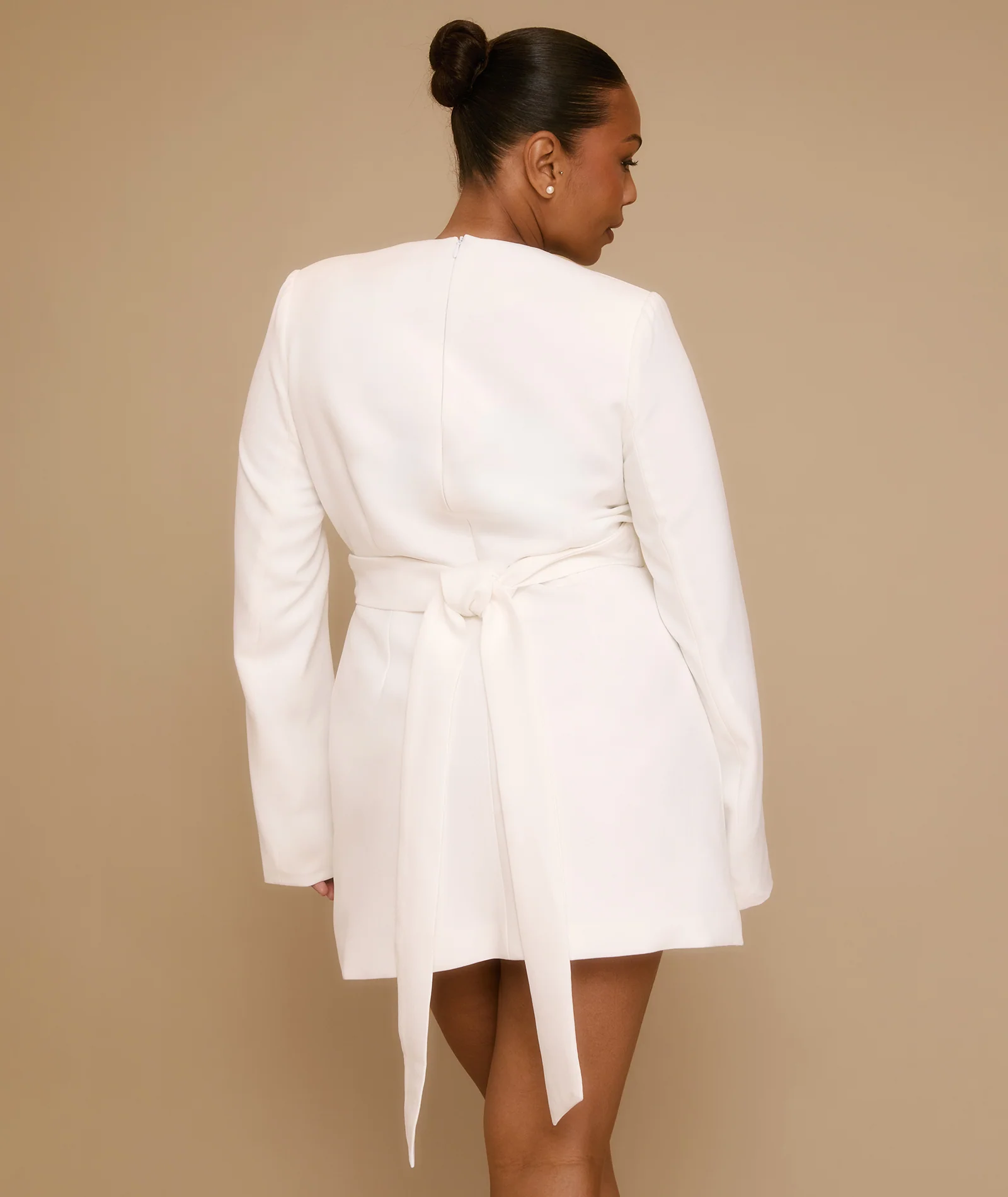 Wrap Front Blazer Dress - White - Image 4