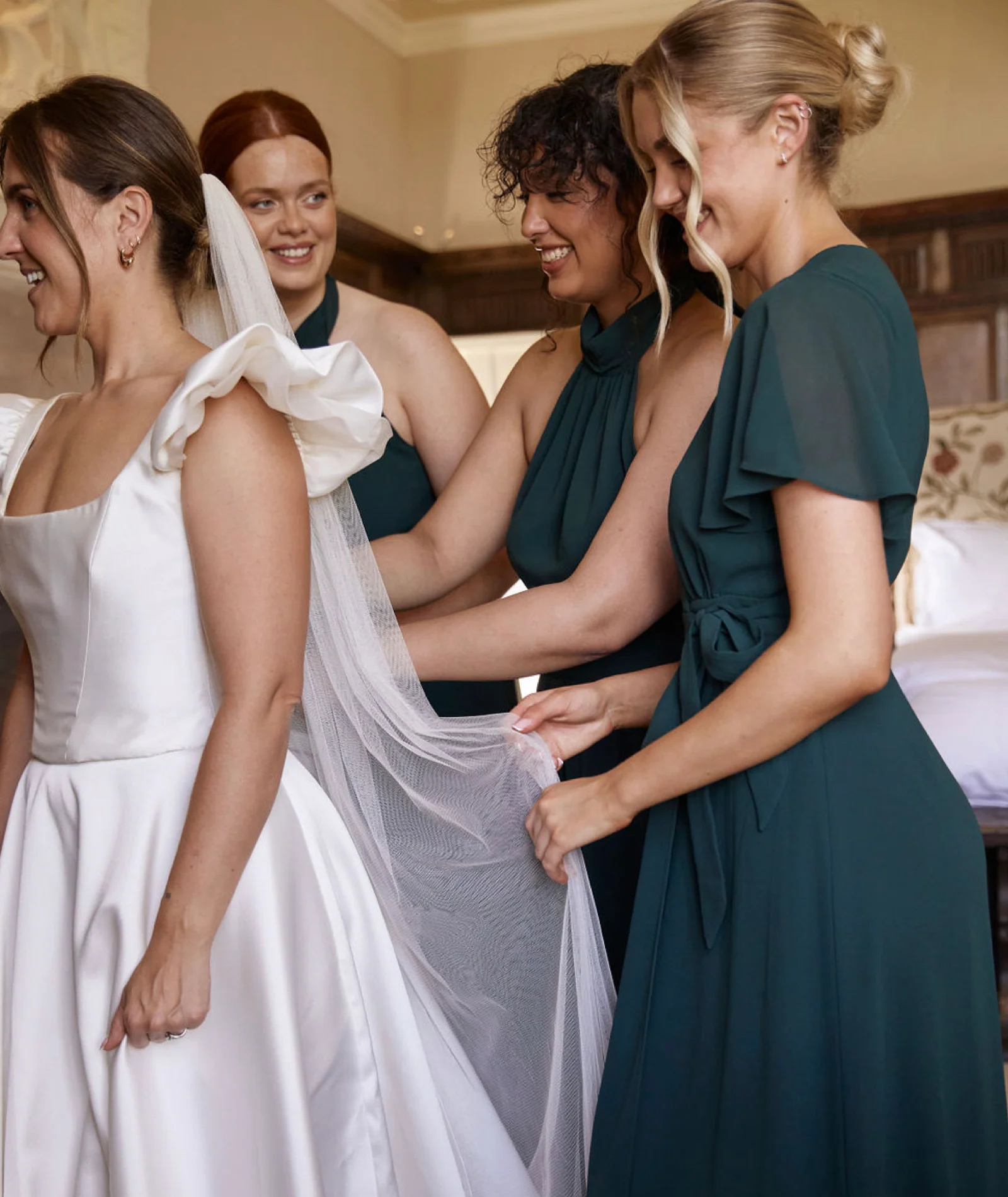 Wrap Tie Chiffon Bridesmaid Dress - Emerald - Image 4